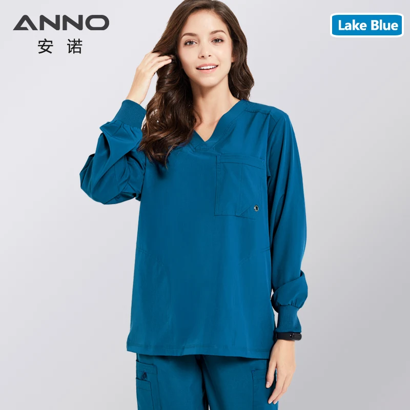 Nurse Uniform Non Stick Hair Fabric Pet Hospital Clothes Scrubs Set Work Doctor Suit Stretch Elasticity Cool Material