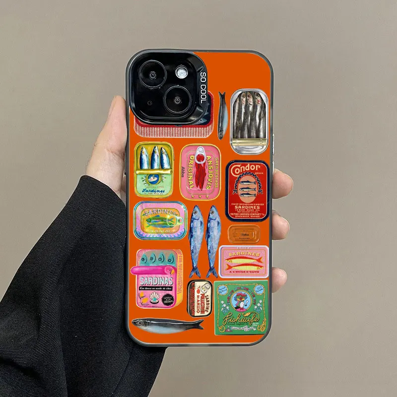 Sardines Laser Design Anti-Fall Matte Phone Case