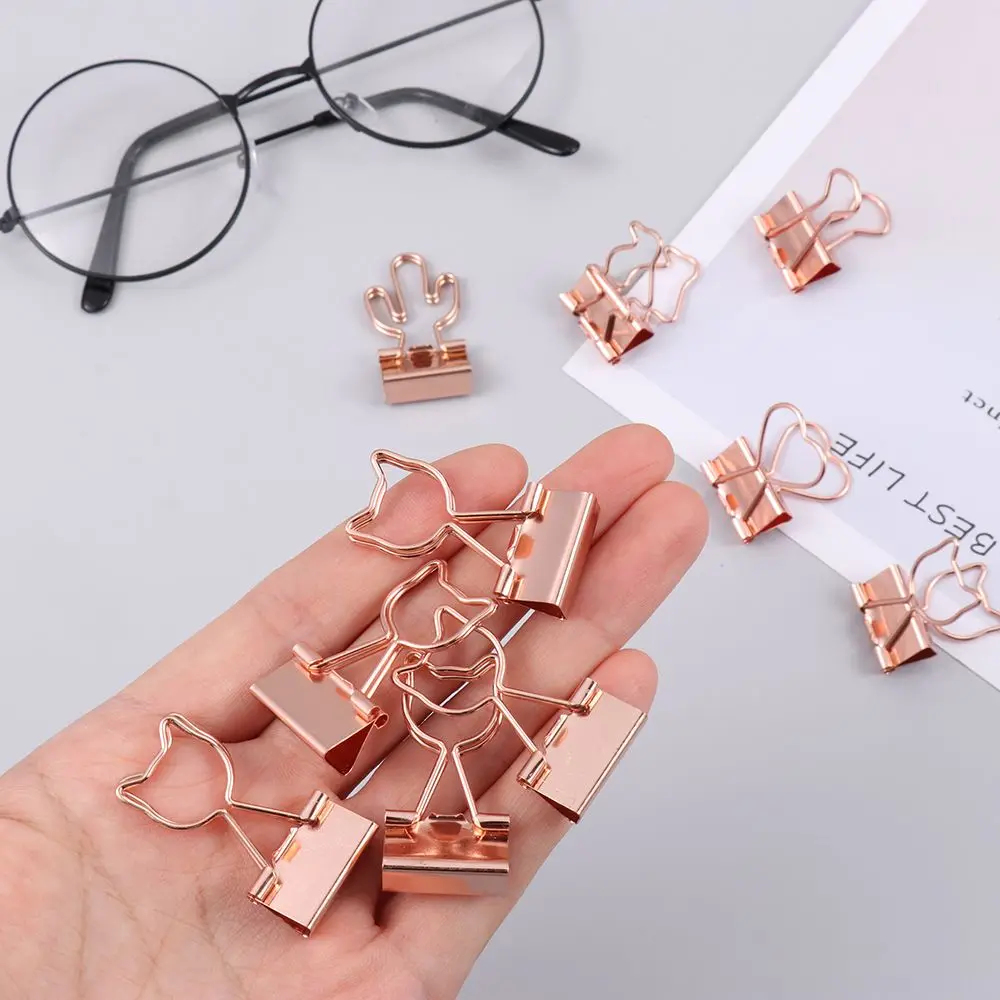10pcs 새로운 고양이 하트 선인장 편지지 책 종이 클립 금속 바인더 클립 사무용품