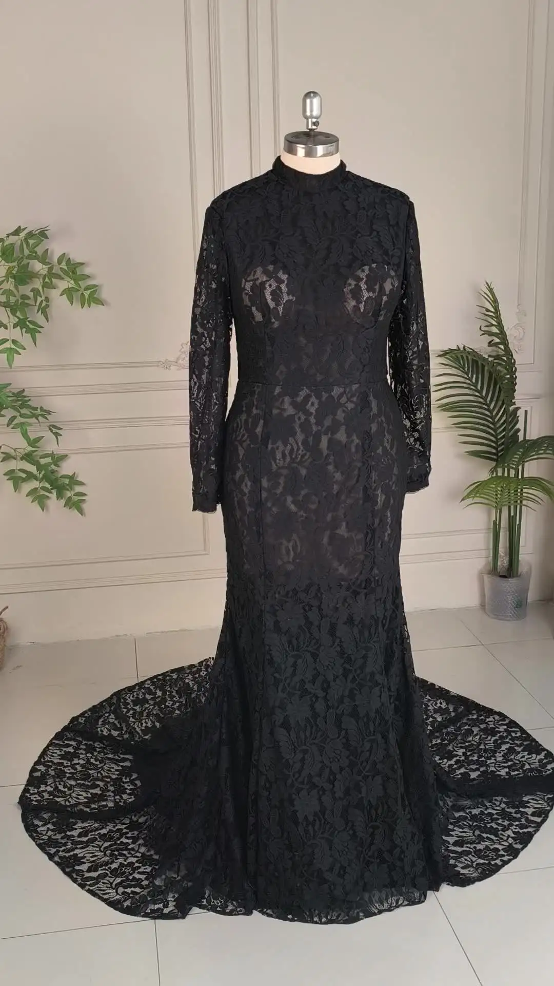 Long Sleeves High Collar Black Lace Open Back Mermaid Wedding Gowns Fitted Elegant Buttons Modest Customized Bridal Dress - AliExpress 320 Long Sleeves High Collar Black Lace Open Back Mermaid Wedding Gowns Fitted Elegant Buttons Modest Customized Bridal Dress - AliExpress 320