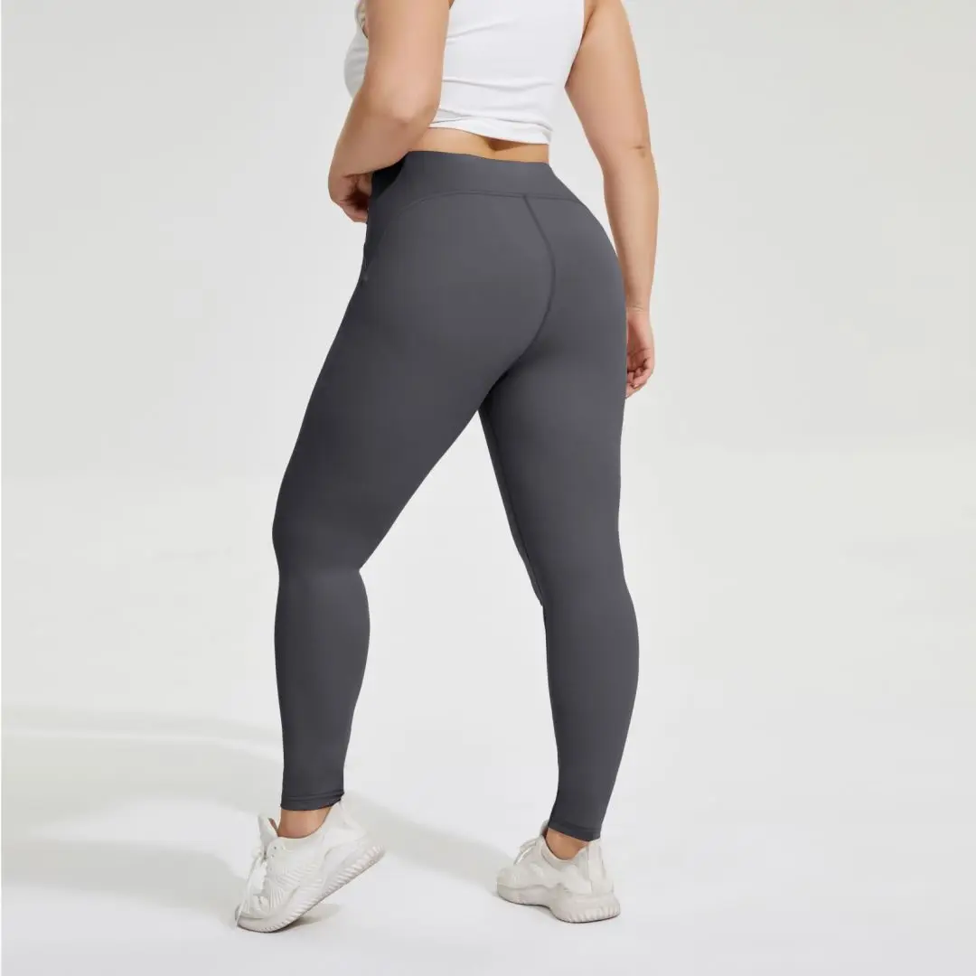 Casual Solid Regular Grey Plus Size Leggings (Women's)