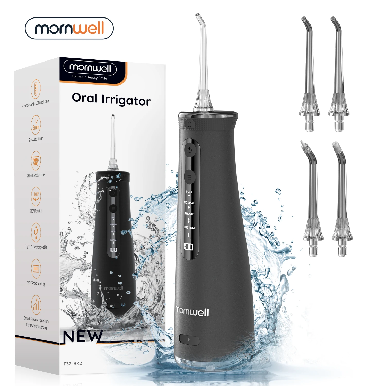 Advanced Oral Irrigator and Teeth Whitening Water Flosser with Sonic Cleaning Technology and Large Capacity Tank