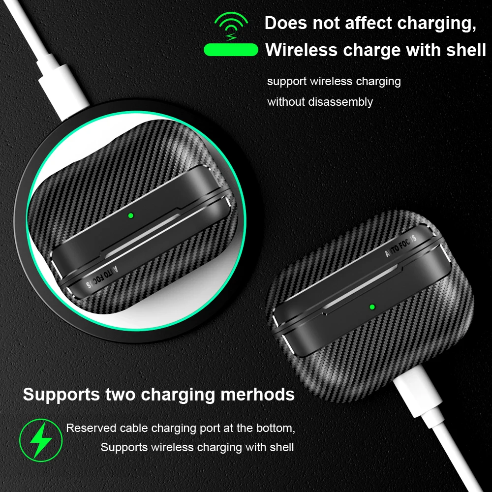 For Original Airpods Pro 2 Case Carbon Fiber Texture Soft Silicone Earphone Case Shockproof With Hook For Funda Air Pods 4 Cover 5