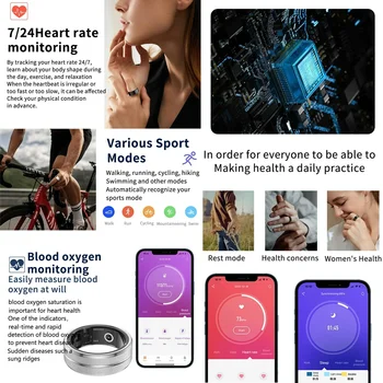 For HUAWEI New Fitness Health Smart Rings, Heart Rate Monitoring Blood Oxygen Sleep Sport Finger Digital Ring for Android IOS 4