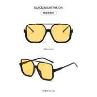 Lunettes de soleil surdimensionnées Punk à monture carrée pour femmes et hommes, rectangulaires de voyage, de marque, de plage, nuances noires 4