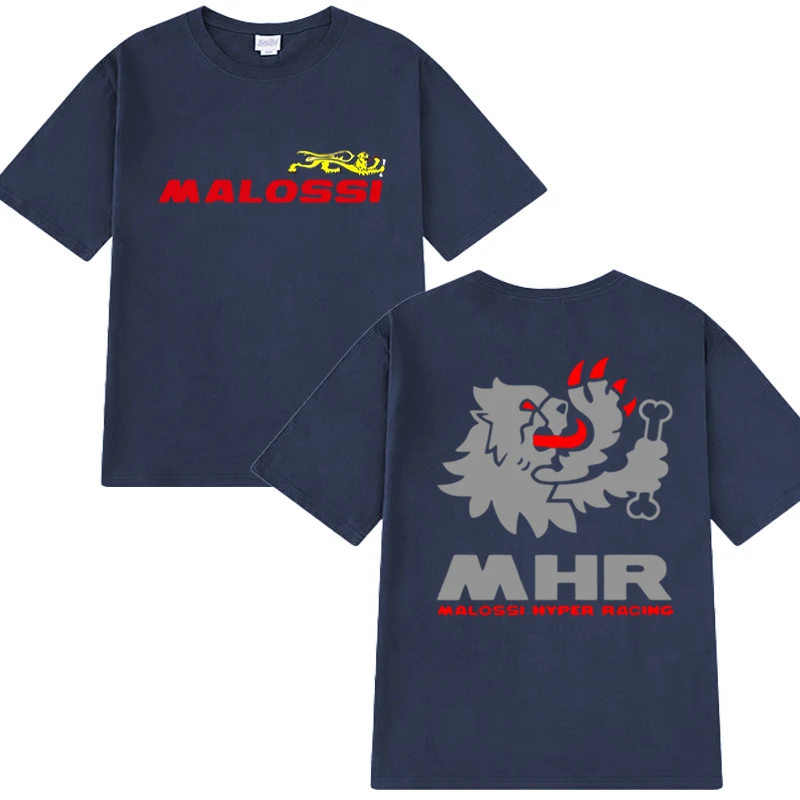 2025 New in Malossi Theme Double Sided printed short sleeve T-shirts Men Women harajuku Oversized T shirt UniCotton