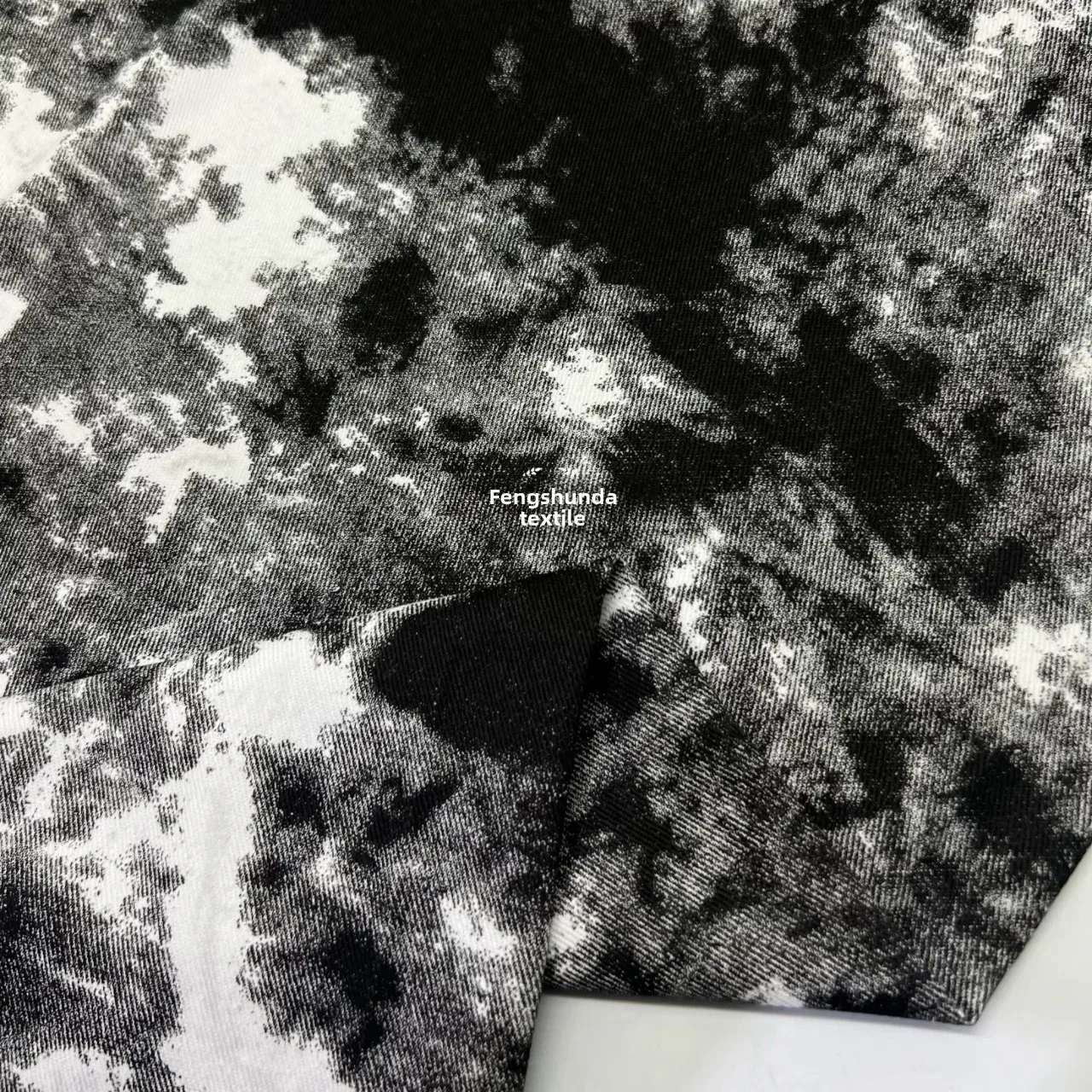 Washed Denim Fabric Tie Dye Print Clothing Accessories for Men Women Children Babies China Origin Fabric for Clothes And Bags