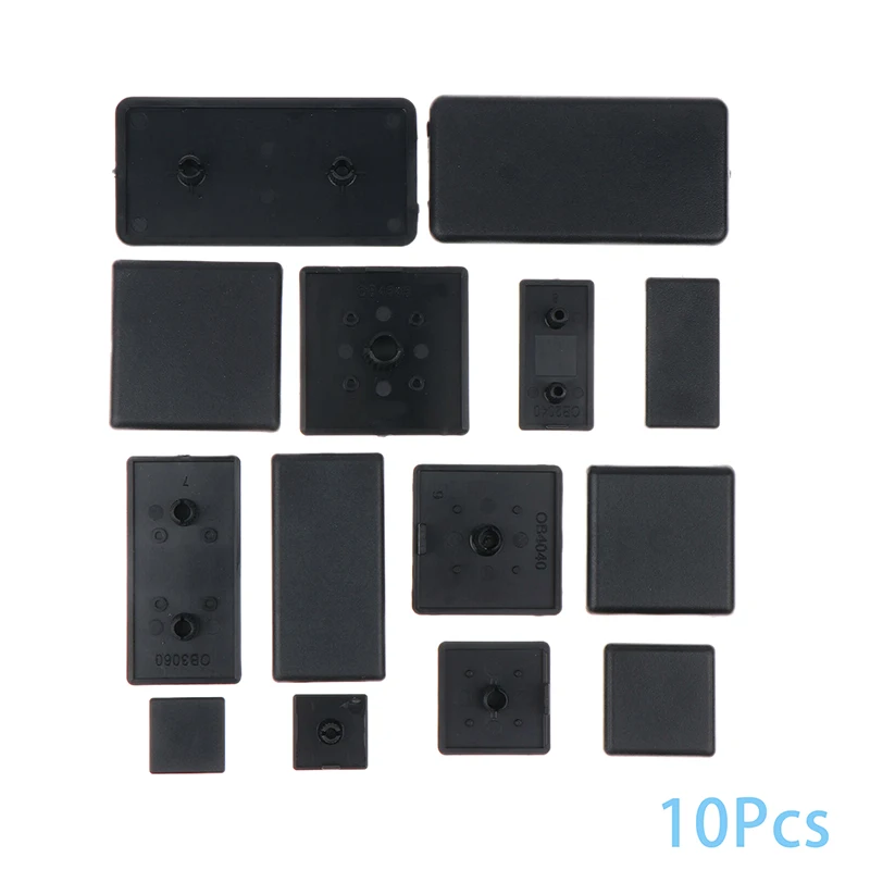 3030 3060 4040 4080 4545 Plastic End Cap Cover Plate Black 10Pcs For EU Aluminum Profile