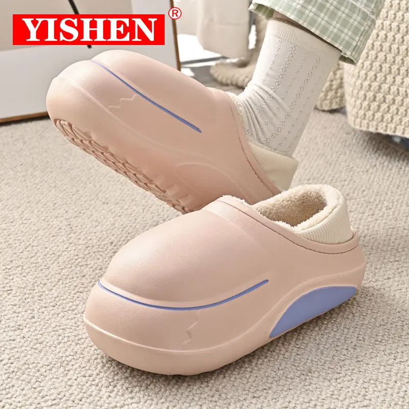 

YISHEN Slippers Women Waterproof Indoor Winter Warm Plush Slides Slippers For Men Novelty Cozy Couple Shoes Zapatillas Mujer