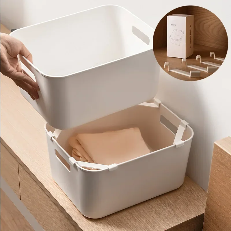 4PC Stacking Assistant Desktop Storage Box, Movable Kitchen Cabinet, Right Angle Storage Frame, Stackable Buckle