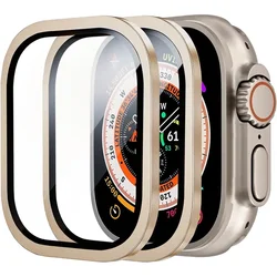 Premium Tempered Glass Screen Protector with Metal Bumper - 2 - Pack - Ultra 49MM (2PCS Gold)