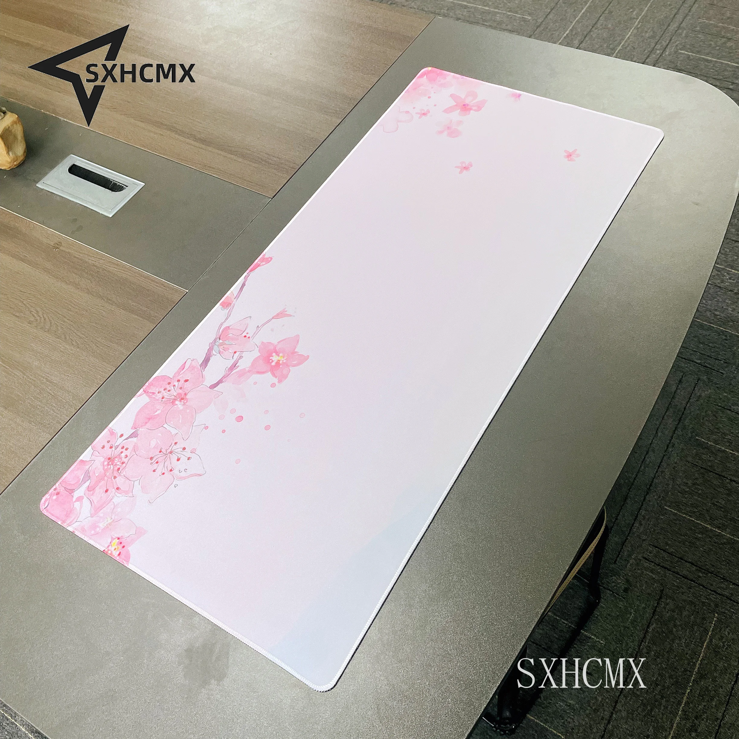 Mouse Pad de Borracha Natural Grande para Senhoras Flores de Cerejeira Rosa Velocidade Locking Edge Jogo à Prova Dágua Mesa Mousepad Tapete de Teclado para Senhoras - Imagem 2