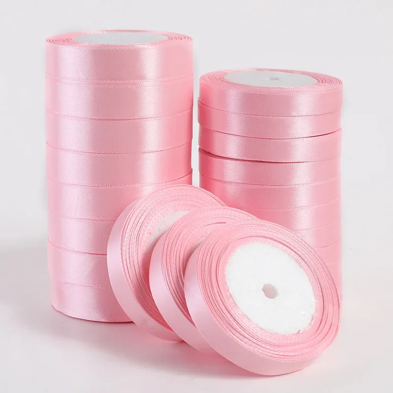 Elegant Pink Silk Satin Ribbon - 25 Yards for DIY Crafts, Gift Wrapping & Special Occasions