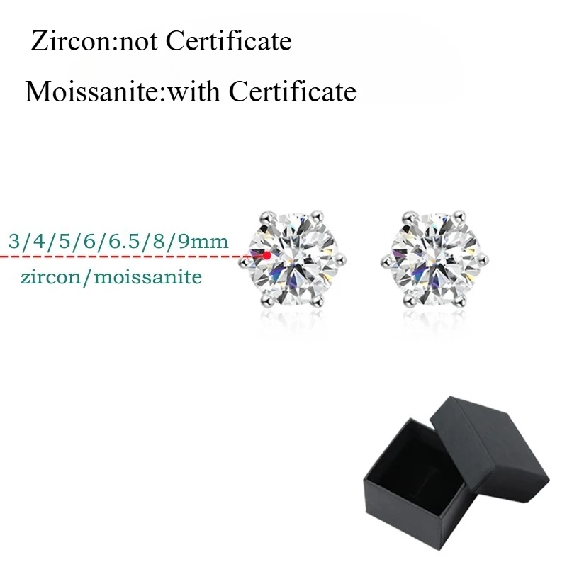Pendientes De Tuerca Con Rosca De Color D De 1 A 4 Quilates De Moissanita Para Mujeres Y Hombres, Pendientes De Tuerca Solitarios, 100 % Plata Maciza