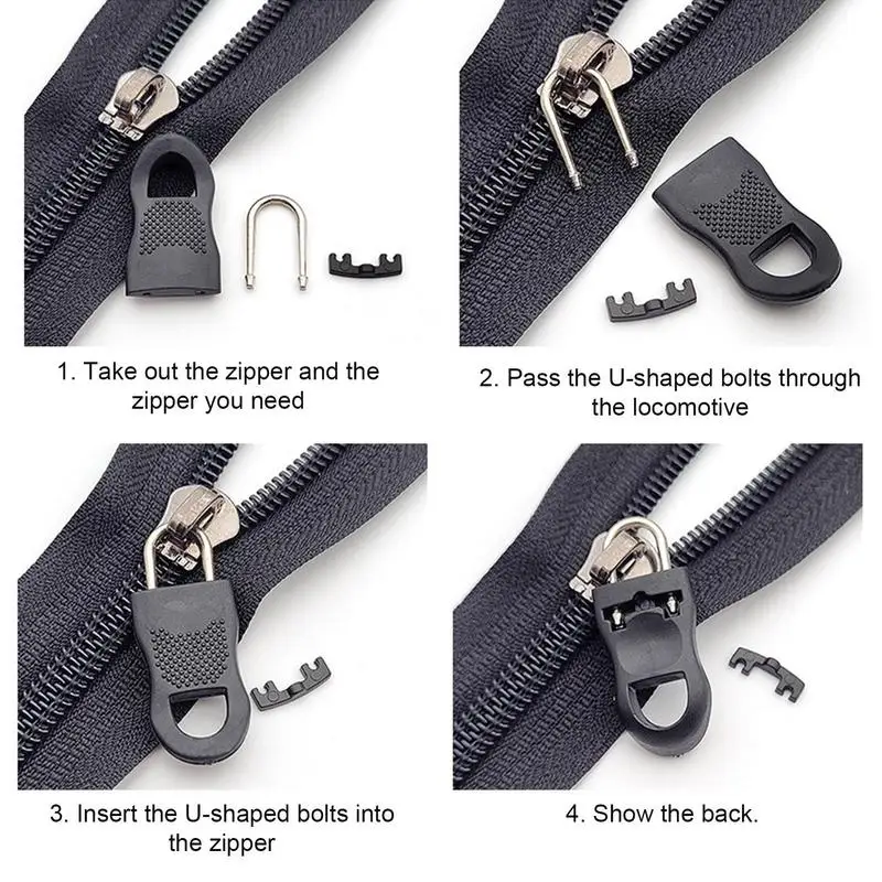 Zipper Pull Replacement Accessories Versatile Zipper Slider Puller Instant Repair Kit Compact Tab DIY Sewing Craft