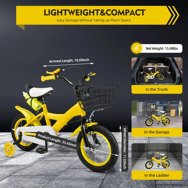Vélo pour enfants de 12 pouces avec lumières clignotantes Charge maximale Vélo de 176 livres pour 2,62 à 3,11 pieds de hauteur et à moins de 110 livres pour enfants 1