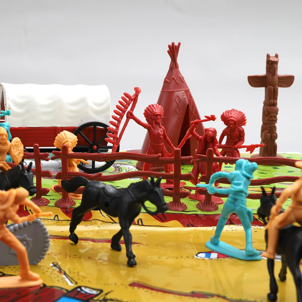 ViiKONDO Army Men Toy Soldier Military Playset Epic WWII US German Battle Cowboy Indian Action Figure Model Civil War Boy\'s Gift