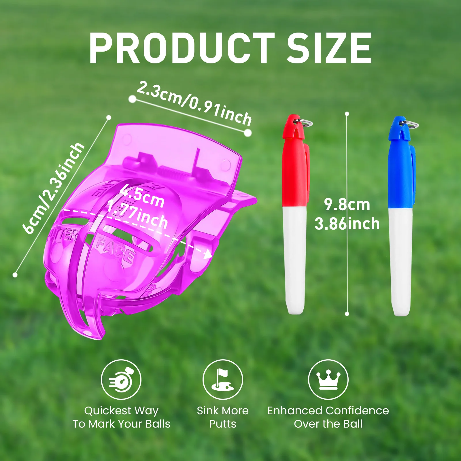 Golf Ball Line Liner Drawing Marking Alignment Putting Tool and 2 Pieces Golf Ball Marker Pen 3