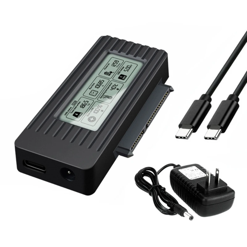 USB3.1 외부 드라이브 인클로저 HDD 캐디 디스크 케이스 2.5 3.5인치 HDD용 HDD 리더 LED 디스플레이 QXNF