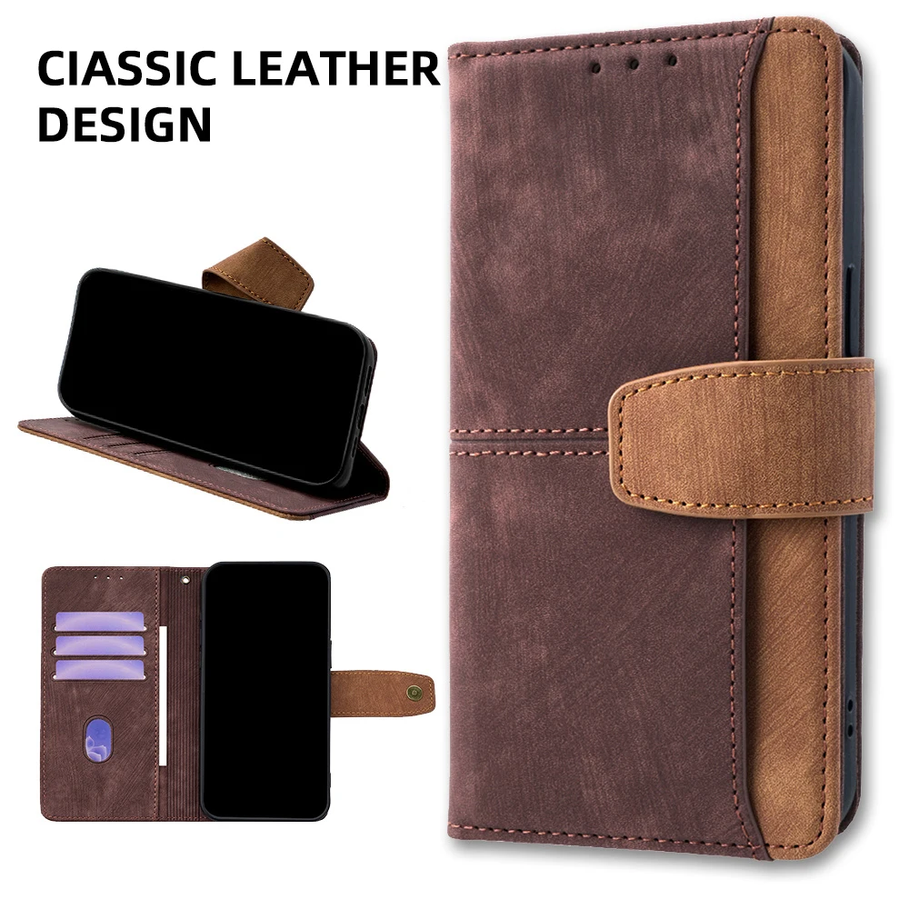Elegant Business Wallet Leather Phone Case with Metal Buckle - Shockproof Flip Cover