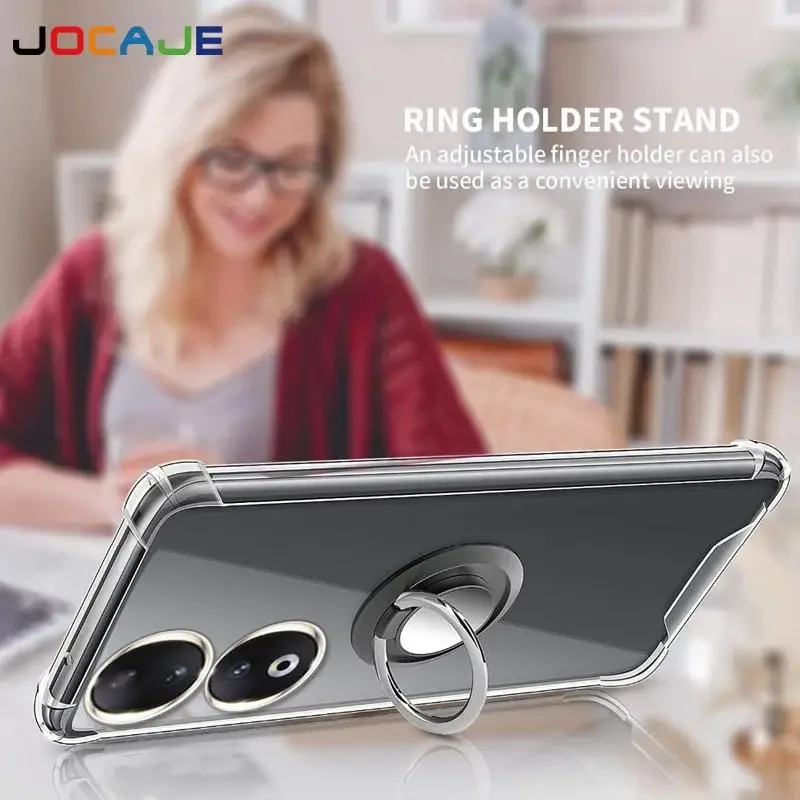 Crystal Clear Ring Stand Soft Case with Airbag Cushion and Bracket Holder