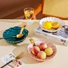 European Classical Ceramic Phnom Penh Leaf Fruit Tray Home Living Room Dim Sum Candy Snack Tray Modern High-value Dessert Bowl 3