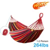Outdoor Canvas Hammock Portable Thickened Anti-Rollover Single Striped Hammock Garden Travel Camping Hanging Swing Hammock 1