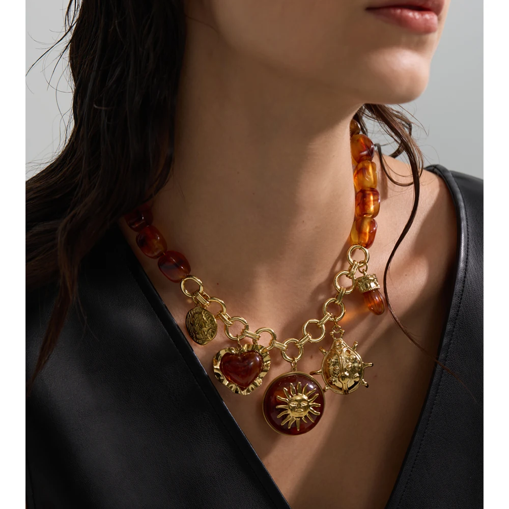 Yhpup Necklace Resin Handmade Waterproof