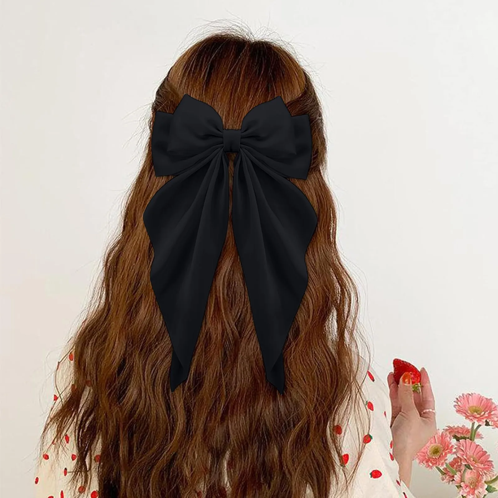 

Ribbon Big Bows Hairpin Elegant Feminine Long Tail French Knot Headband Satin Like Material Bow Headband For A Stunning EMPHASIS