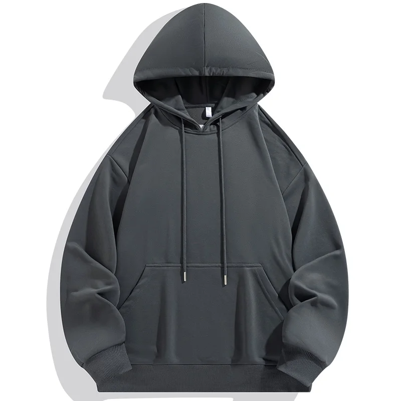 Hooded Men's 2023 Autumn and Winter Pullover Patchwork Drawstring Pockets Solid Color Hoodie Long Sleeved Casual Versatile Tops