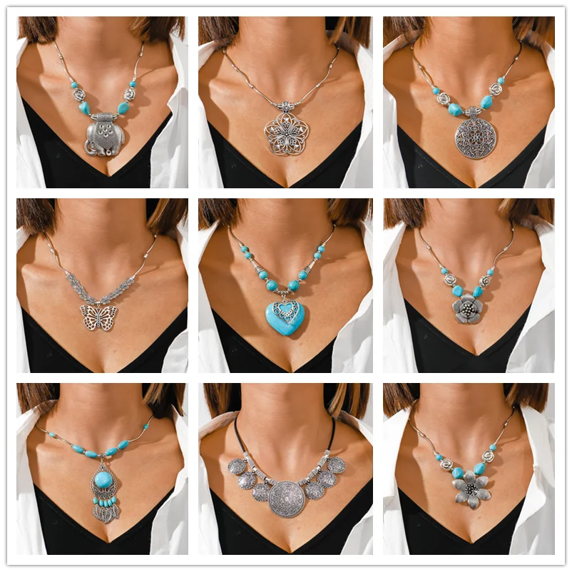 Collar artesanal tibetano de turquesas. - 75 eur. - Joyería Collares