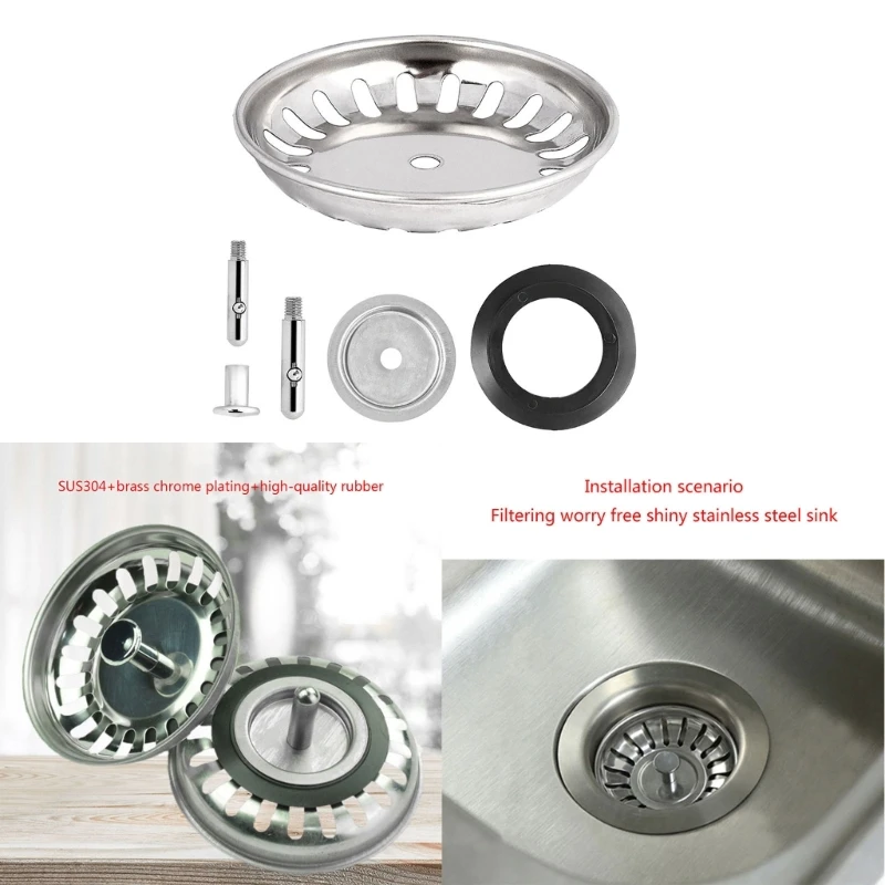 2Pcs Stainless Steel Sink Strainer Stopper Kitchen Sink Filters Anti-Clogging Drain Basket Replacement Sink Accessories