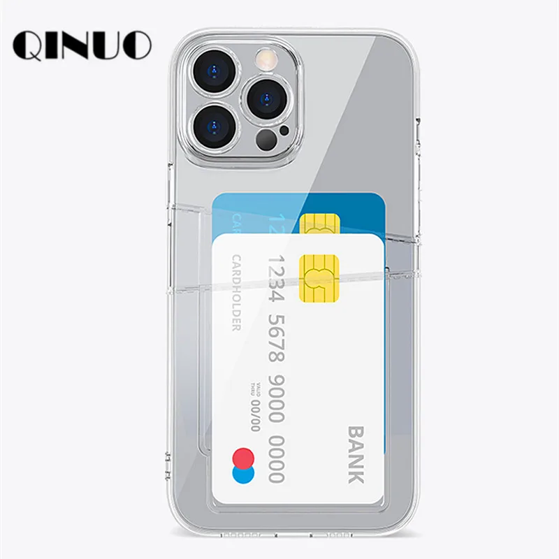 Transparent Wallet Card Holder Case For iPhone 14 13 12 11 Plus