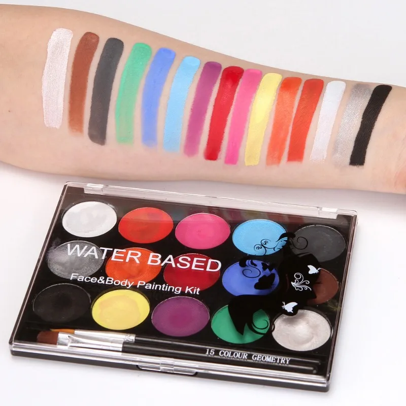 15 Colors Non Toxic Face Painting Body Makeup Safe Water Paint Oil With Brush Christmas Halloween Party Tools 5