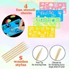 16/60Pcs Scratch Paper Kids Rainbow Magic Scratch Off Paper Sheets Art Craft Kit Black Note Paper Drawing Pads with Stencils 5