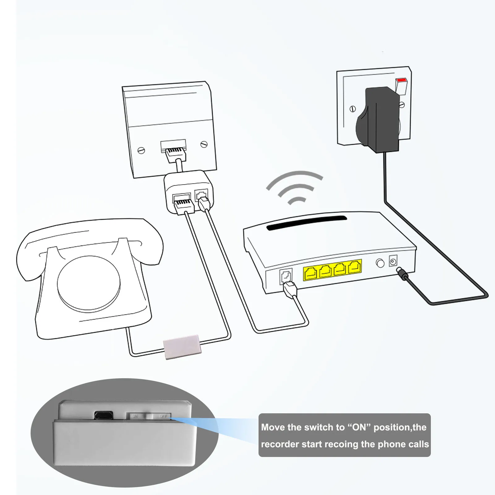 Phone Call Recorder Telephone Line Recording Device RJ11 Interface For Home Office Telephone Recorder Recording Device telephone recorder