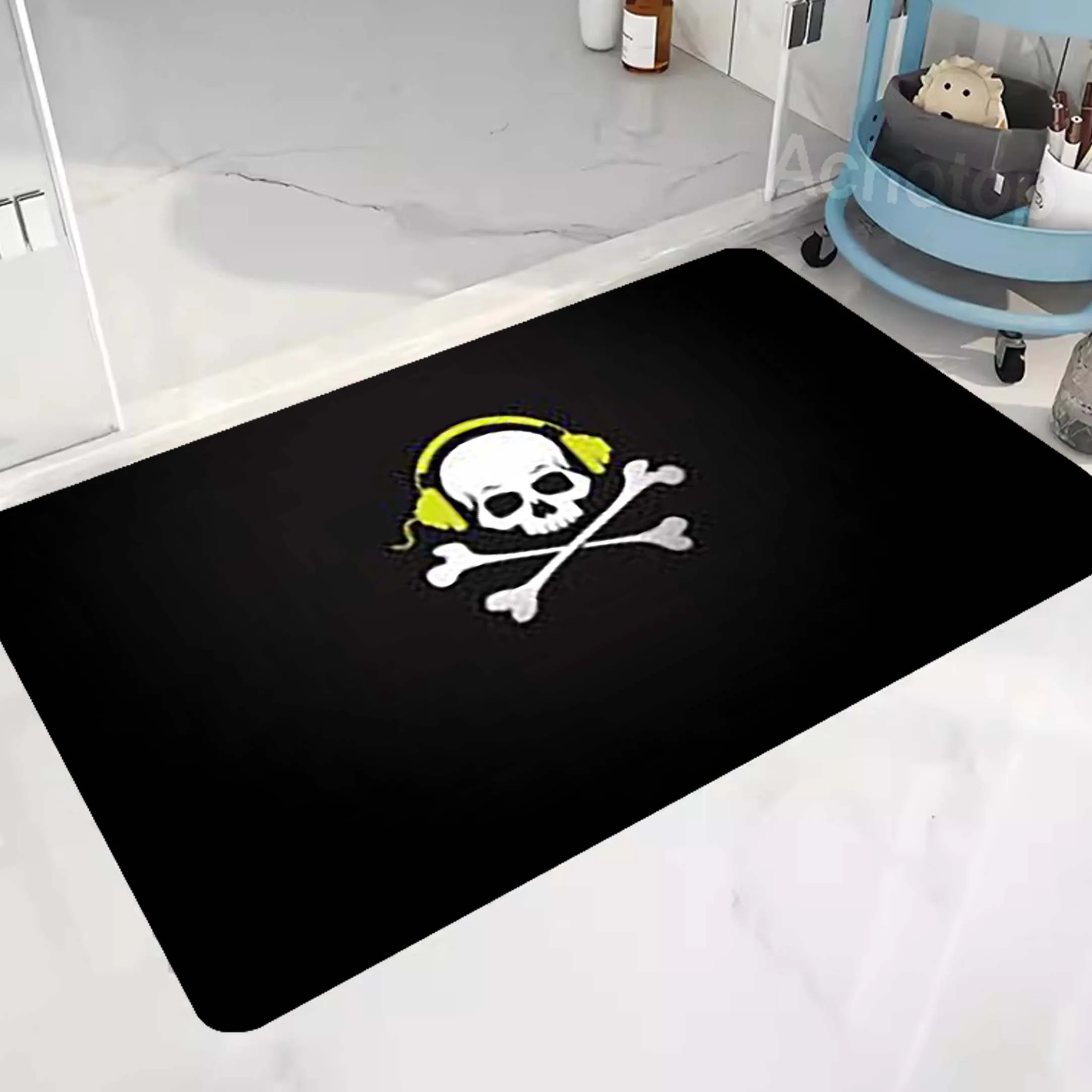 

Bedside Blanket Bedroom Doormat Non-slip Floor Mat Home Living Room Skull Design Heat Insulation Decor Rug Diatom Floor Mat