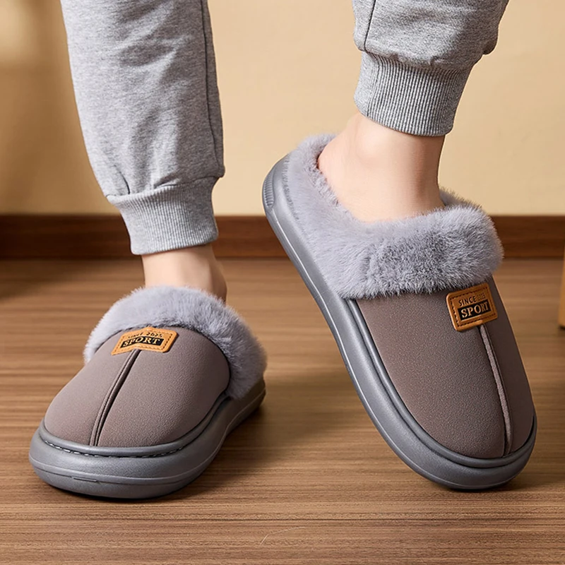 Thick Bottom Fluffy Home Slippers Women Indoor Mute Non Slip Cotton Slippers Woman Lightweight Soft Sole Warm Winter Shoes 45