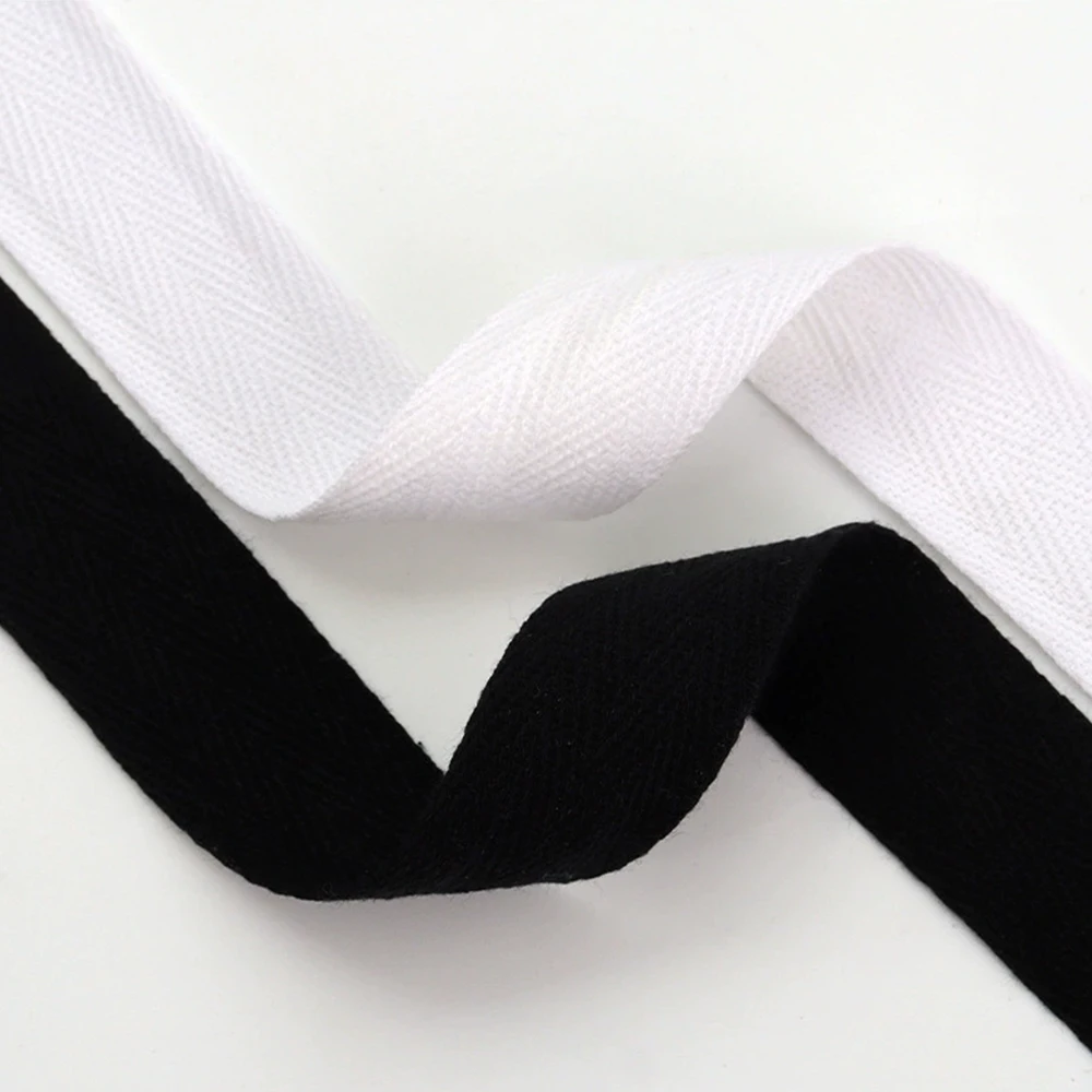 Cotton Herringbone Webbing Tape 5yards 10/15/20/25/30/40/50mm For Garment