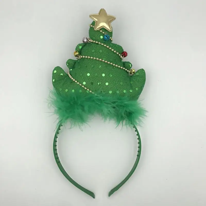 Christmas Tree Hair Hoop Tree Shape Performance Props Headdress Headband With Sequins Christmas Fairy Costume Headband Hair Band
