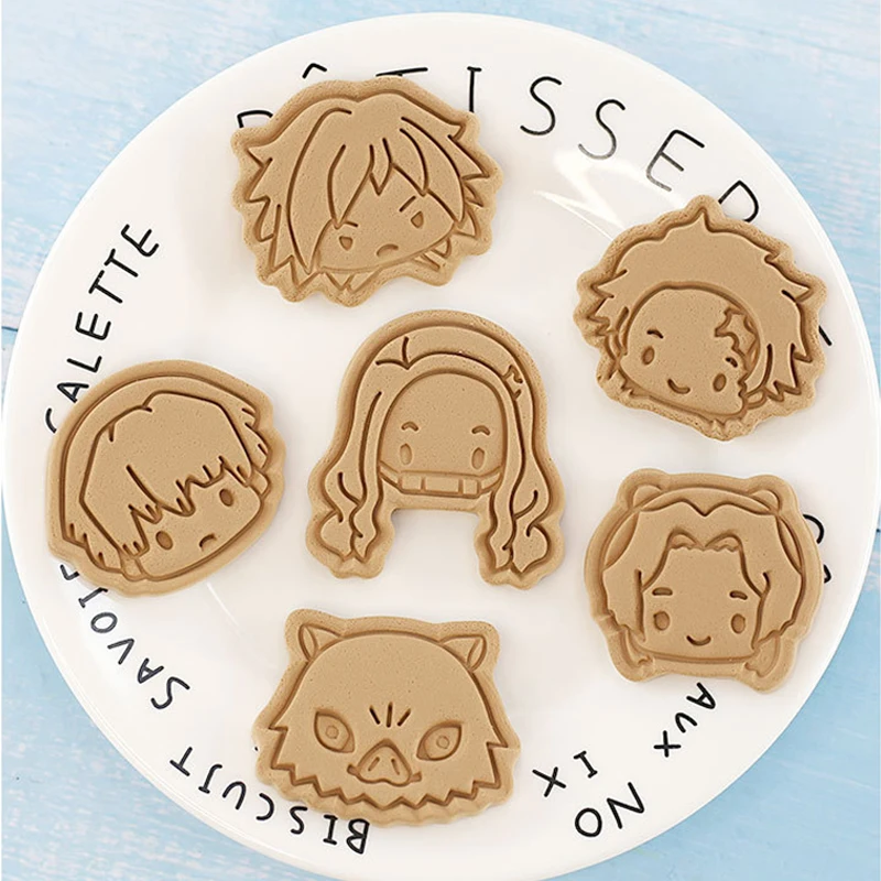 Demon Slayer Biscuit Mold Cookie Cutter 6Pcs/set 3D Press Christmas Cutters Biscuit Stamp Fondant Mould Baking Sugarcraft Mold Cookie Cutter Cookie Mould Cookie Printing Mold Baking Mold Cookie Maker Press Kit Fondant Cutter