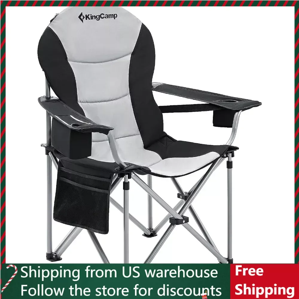 

Oversized Camping, High Back Lumbar Support Padded Folding Chair with Cup Holder Portable for Outdoor, Sports, Picnic, 1 Pack