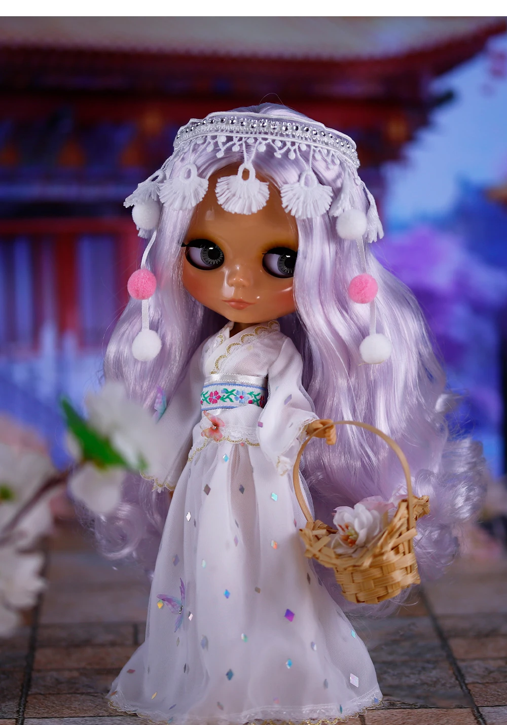 Sienna – Premium Custom Neo Blythe Doll with Purple Hair, Tan Skin & Shiny Cute Face 17