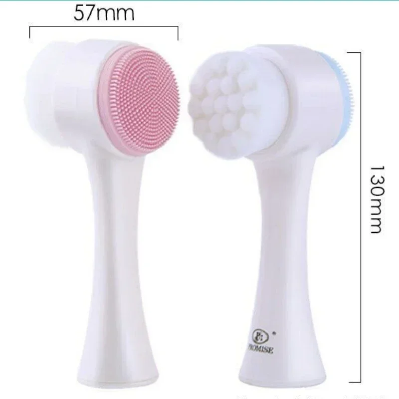 3D Silicone Facial Wash Manual Cleansing Brush Facial Cleanser Soft Bristle Cleaning Brush Double-sided Massage