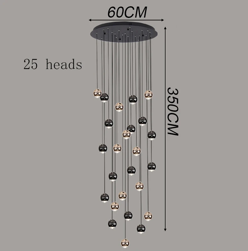 20 heads Size: diameter 60cm, height 300cm adjustable