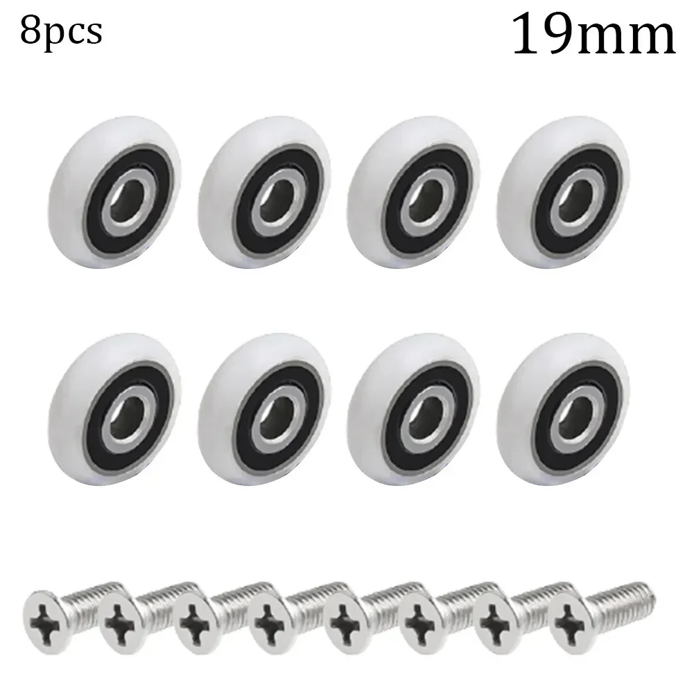 Description Picture 4 of item8Pcs Shower Door Runner Rollers Wheels Pulleys Replacement Parts Diameter 19/23/25mm Bathroom Bearing Door Fasteners