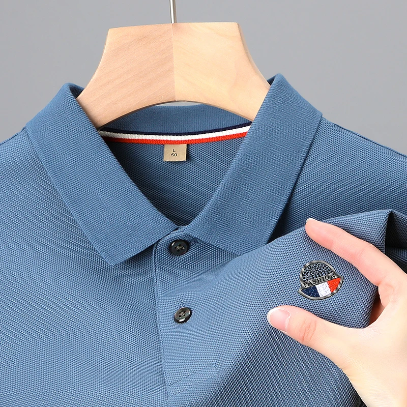 

100% Cotton Quality Luxury Men's Polo Shirt Lapel Embroidered Short Sleeve 2023 Summer European Trend Fashion Handsome Clothing