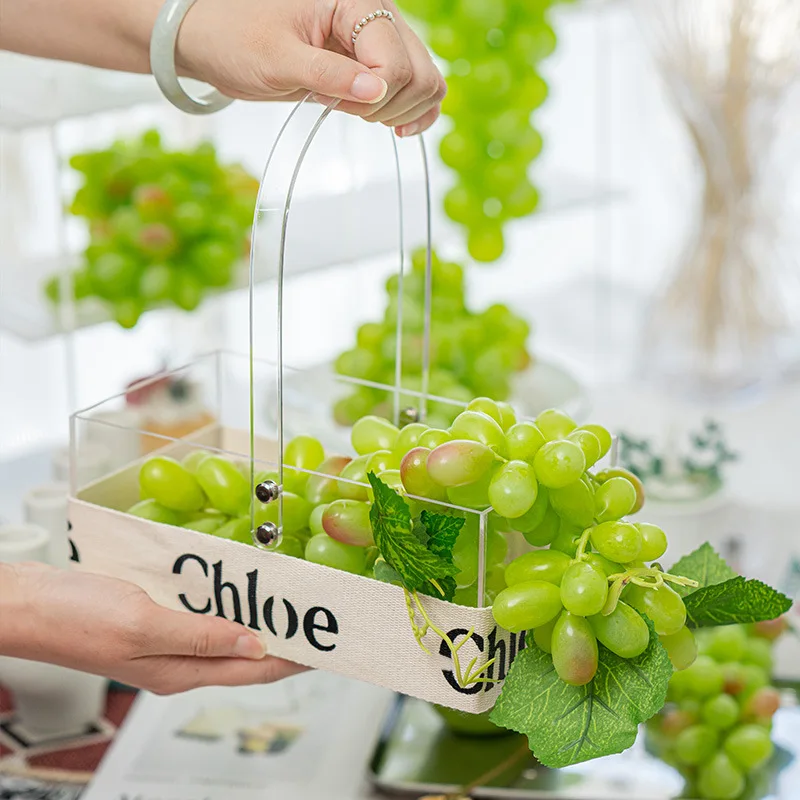 36/85Heads Simulation Grapes String Model Lifelike Fake Fruits Green Grapes Photography Props for Wedding Party Holiday Ornament artificial fruits and vegetables artificial grapes