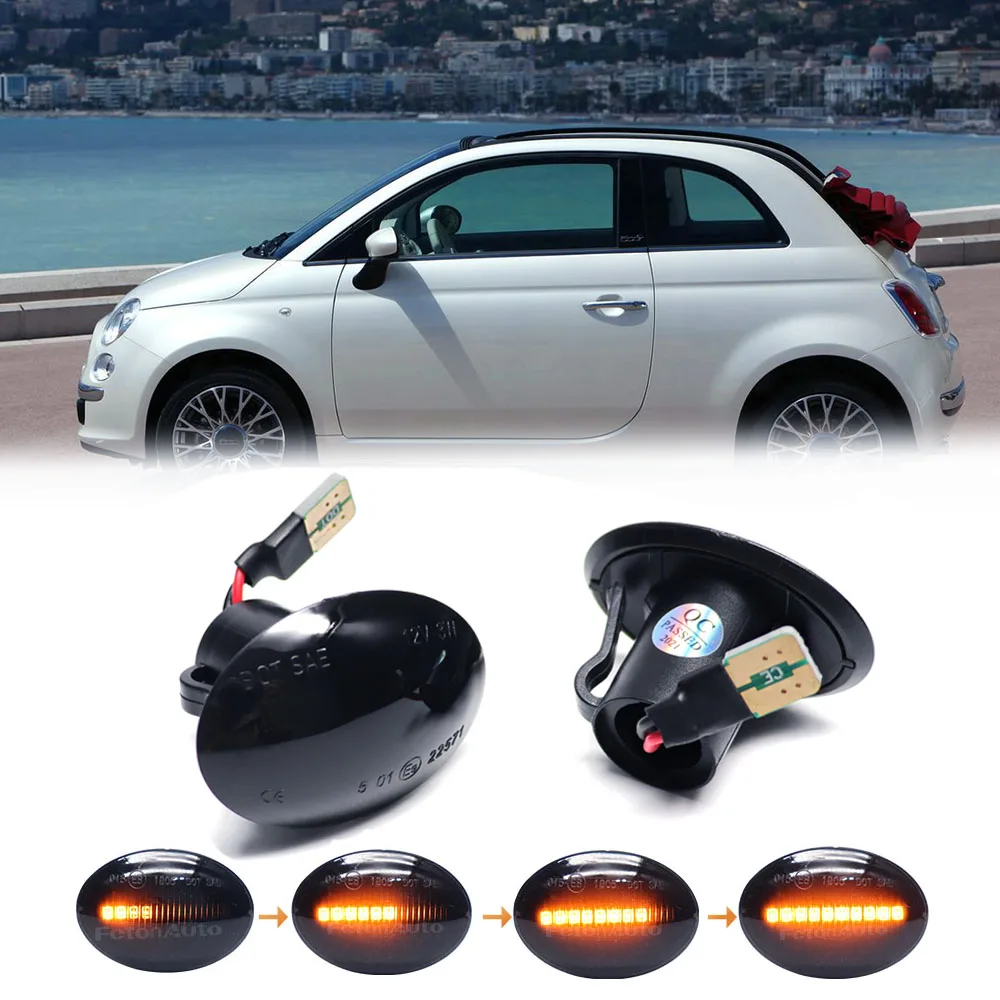 Per Fiat 500 500C 500L Applicabile A Abate 500 Fortlancia Side Logo Fender Led Dynamic Lampeggiante Indicatore Di Direzione Laterale Lampada A Specchi