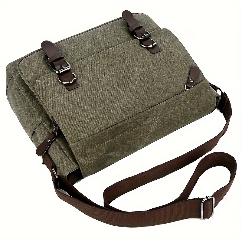 Borsa a tracolla in tela retrò da uomo, borsa a tracolla grande, borsa a tracolla casual per appendere il pendolarismo quotidiano, borse da scuola per il college - immagine 3
